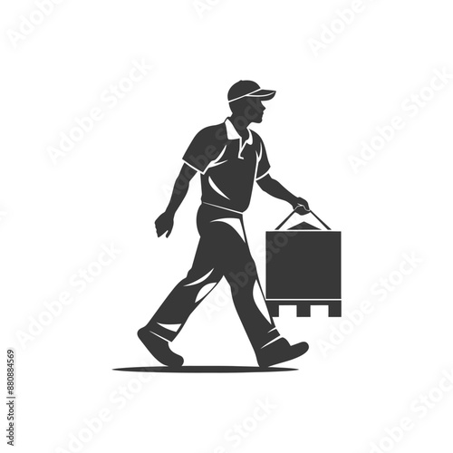 man carry goods minimalist logo or symbol black color only