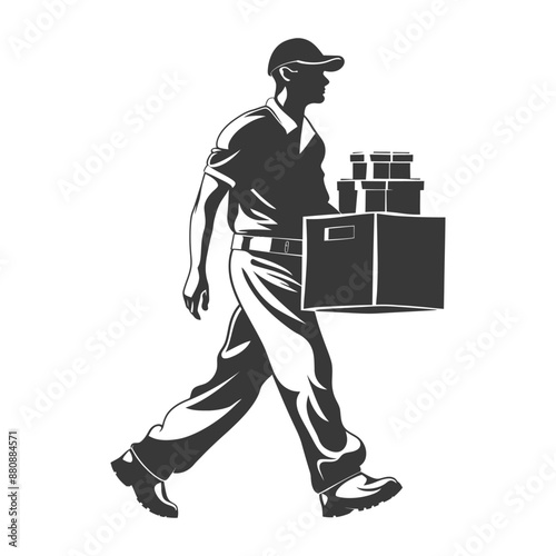 man carry goods minimalist logo or symbol black color only