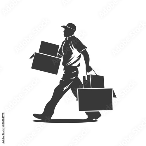 man carry goods minimalist logo or symbol black color only