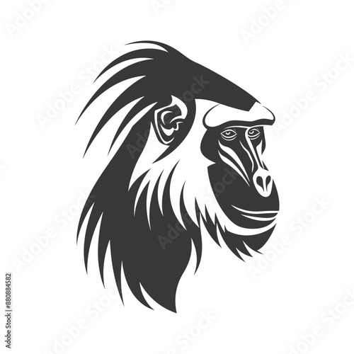 mandrill animal minimalist logo or symbol black color only