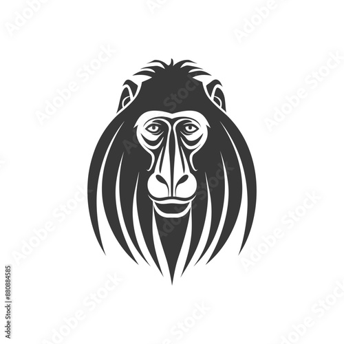 mandrill animal minimalist logo or symbol black color only