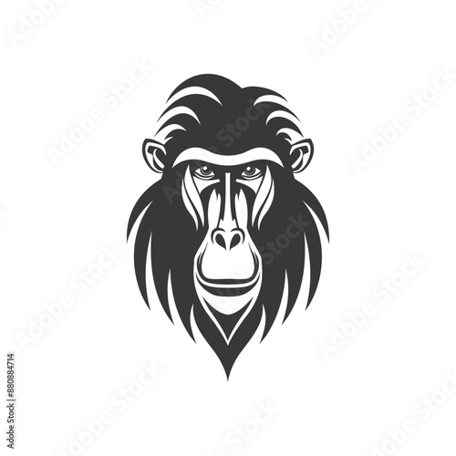 mandrill animal minimalist logo or symbol black color only
