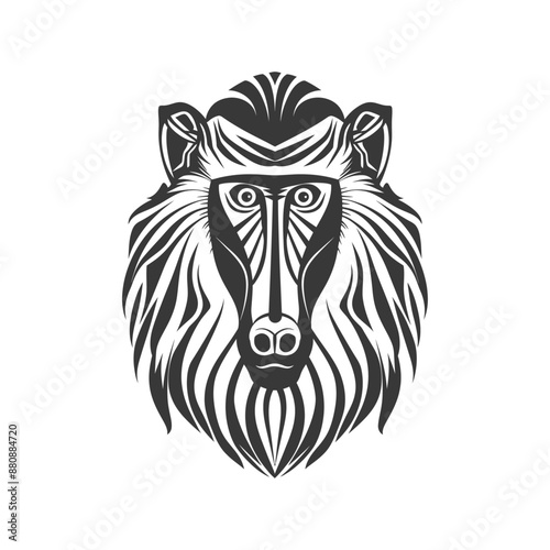 mandrill animal minimalist logo or symbol black color only