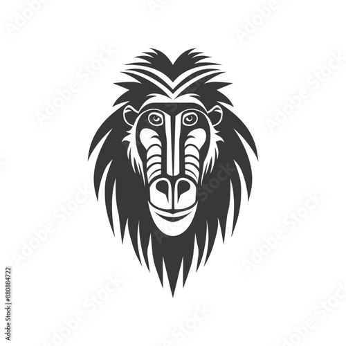 mandrill animal minimalist logo or symbol black color only