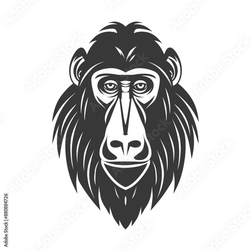 mandrill animal minimalist logo or symbol black color only