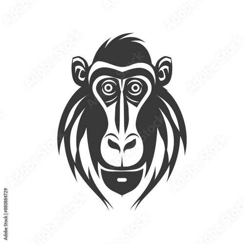 mandrill animal minimalist logo or symbol black color only