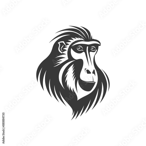 mandrill animal minimalist logo or symbol black color only