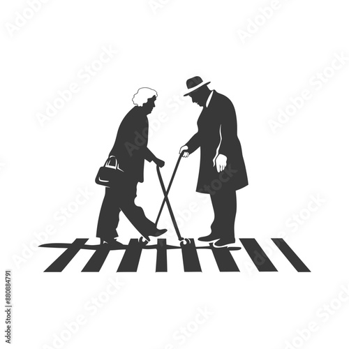 man helps the senior citizen minimalist logo or symbol black color only