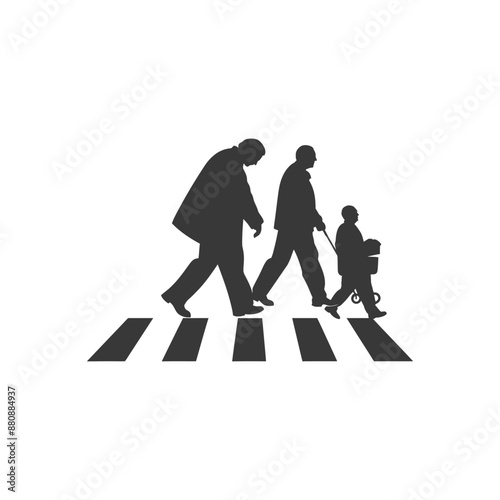 man helps the senior citizen minimalist logo or symbol black color only