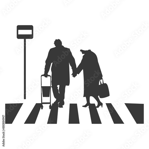 man helps the senior citizen minimalist logo or symbol black color only