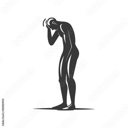 man holding headache minimalist logo or symbol black color only
