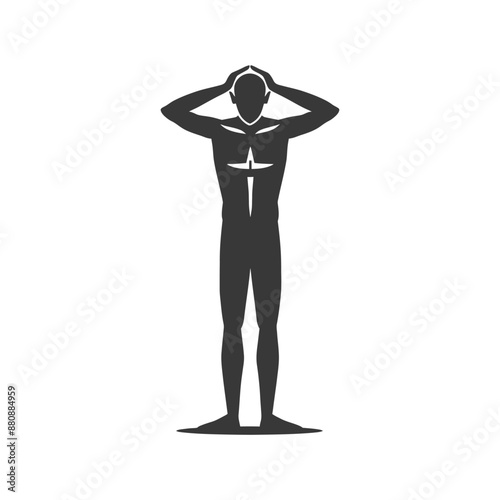 man holding headache minimalist logo or symbol black color only