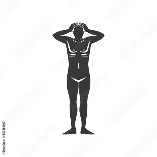 man holding headache minimalist logo or symbol black color only