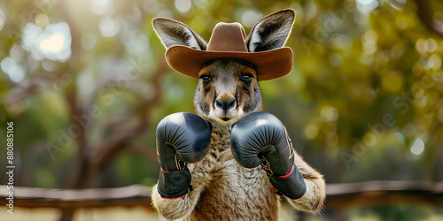 Kangaroo in boxing gloves