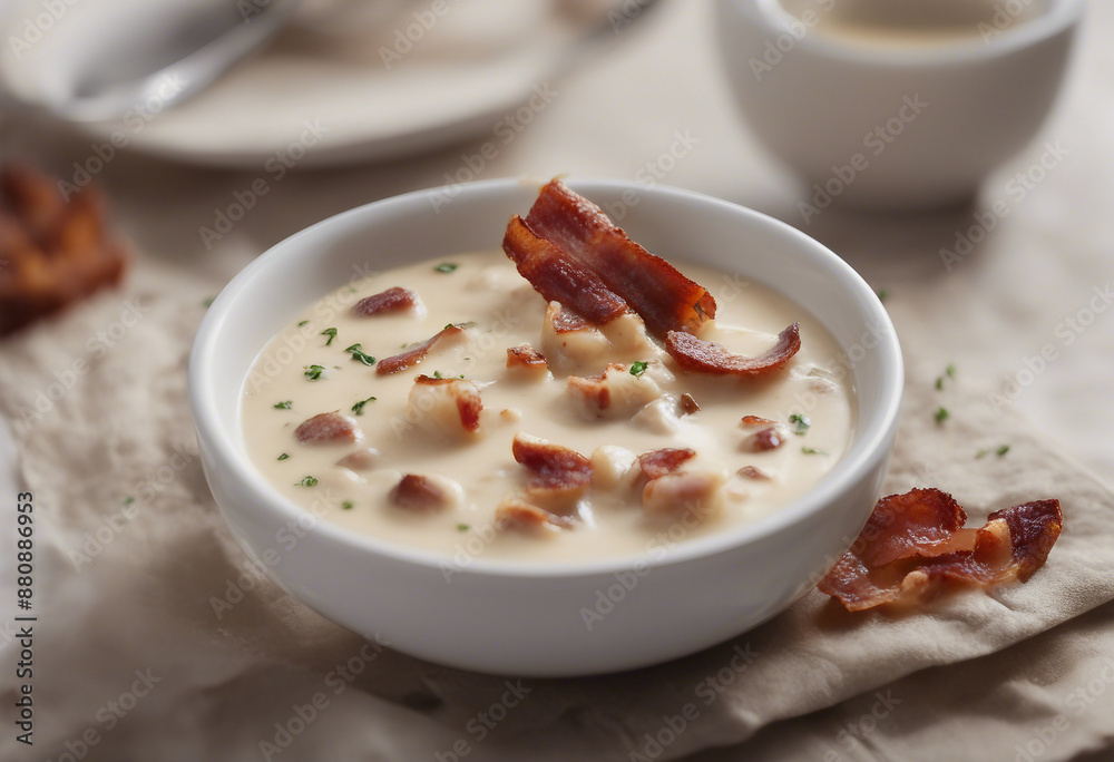rich clam chowder with crispy bacon rich clam chowder with crispy bacon