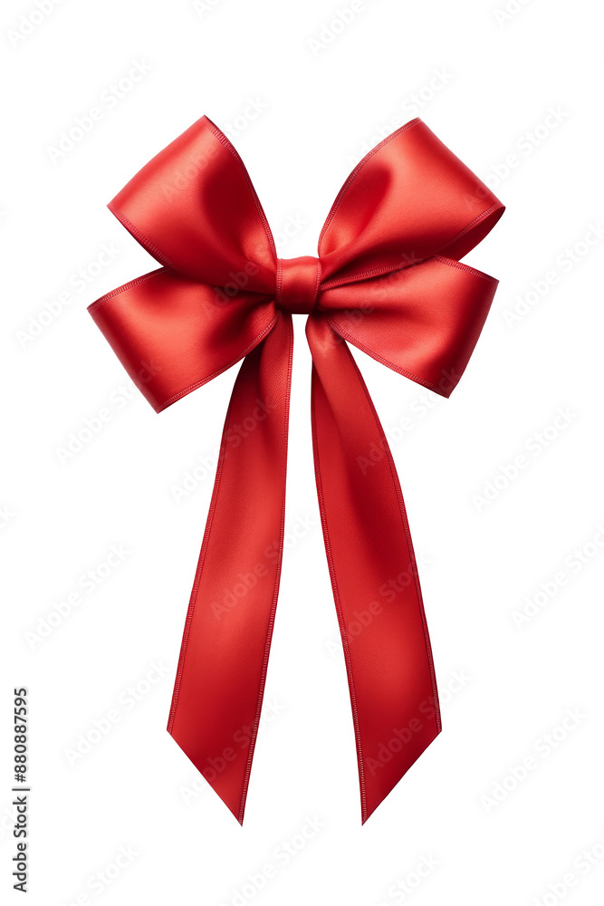 Red ribbon gift mock up isolated on transparent background.