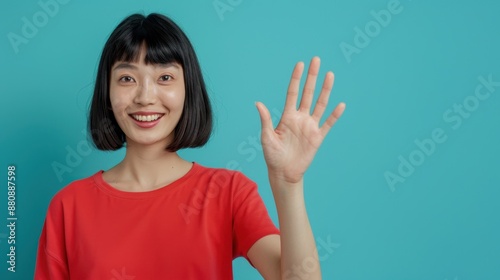 The woman waving hand photo