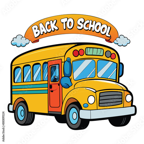 back to school design with happy cartoon school bus