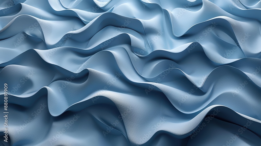 An orderly, dense arrangement of 3D cartoon waves, minimalistic design, top-down view An orderly, dense arrangement of 3D cartoon waves, minimalistic design, top-down view