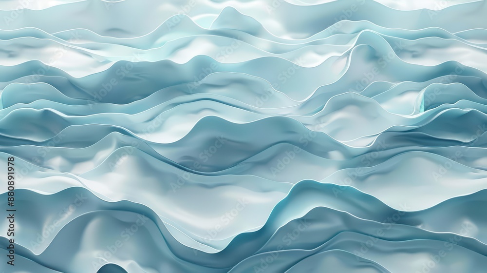 An orderly, dense arrangement of 3D cartoon waves, minimalistic design, top-down view