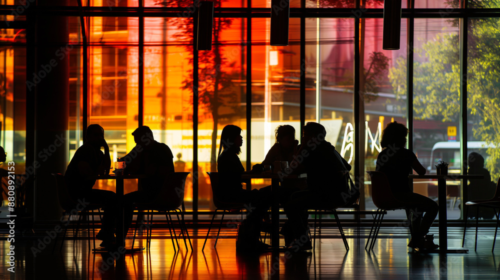 Group seated building large window Group seated building large window
