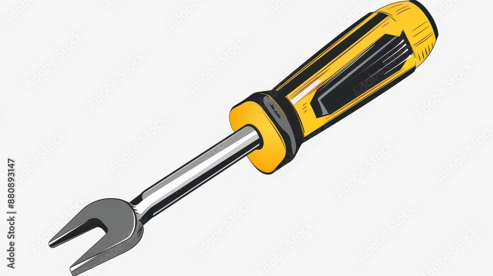 A screwdriver clipart, mechanics tool element, flat design, monochrome, isolated on white background A screwdriver clipart, mechanics tool element, flat design, monochrome, isolated on white background
