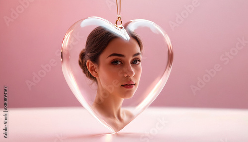 portrait of a lover, concept picture of woman in a heart, love forever