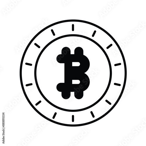 bitcoin glyph icon with white background vector stock illustration