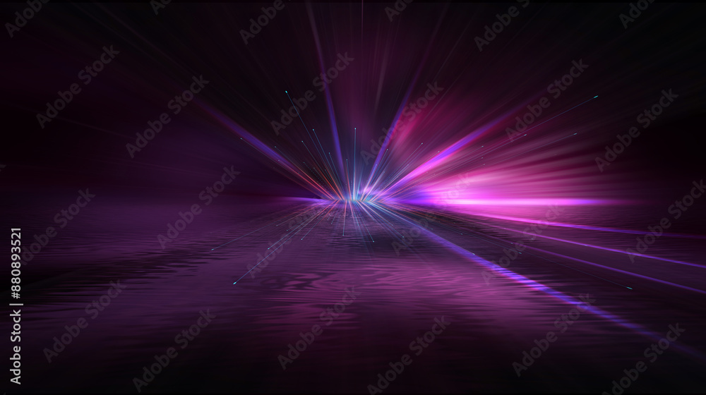 Light neon tunnel, abstract neon background. Bright rays on a dark background. Light neon tunnel, abstract neon background. Bright rays on a dark background.