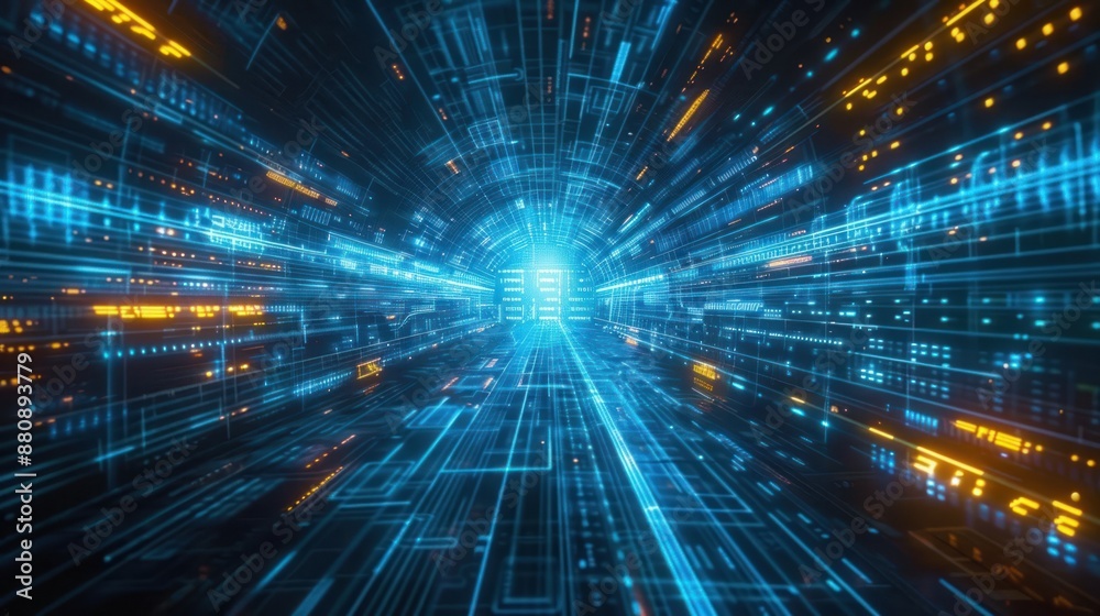 Abstract Digital Tunnel of Light