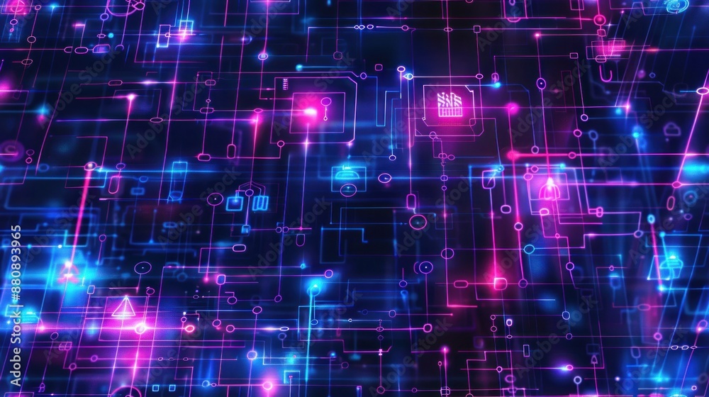 Abstract Digital Network of Glowing Lines and Shapes Abstract Digital Network of Glowing Lines and Shapes