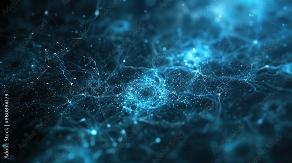 Abstract Blue Network with Glowing Particles Abstract Blue Network with Glowing Particles