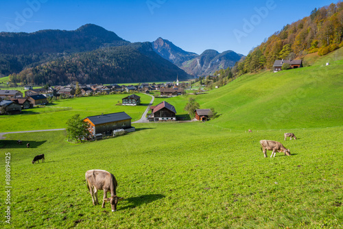 The village of Bizau, in the Bregenz Forrest - Bergenzerwald - State of Vorarlberg, Austria