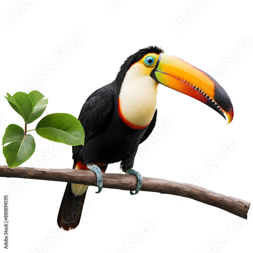 Toucan on a Branch isolated on transparent background