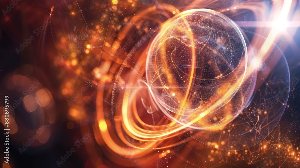 Abstract Globe with Glowing Orange Lines Abstract Globe with Glowing Orange Lines