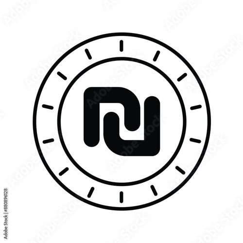 shekel glyph icon with white background vector stock illustration