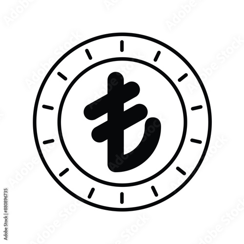 turkish lira glyph icon with white background vector stock illustration