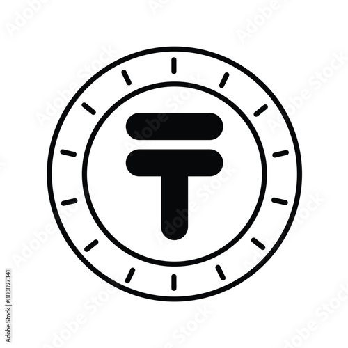 tenge glyph icon with white background vector stock illustration