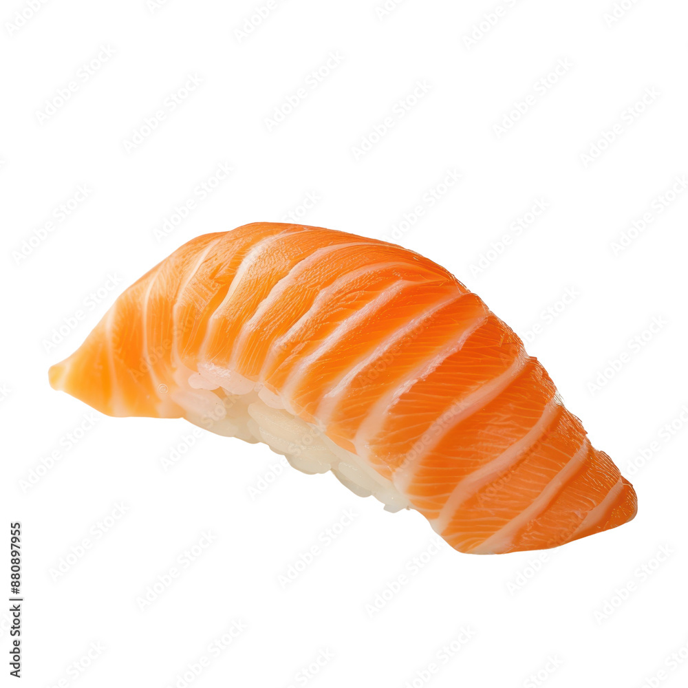 A vibrant piece of salmon sashimi sushi, detailed and fresh cut out transparent isolated on white background PNG file A vibrant piece of salmon sashimi sushi, detailed and fresh cut out transparent isolated on white background PNG file