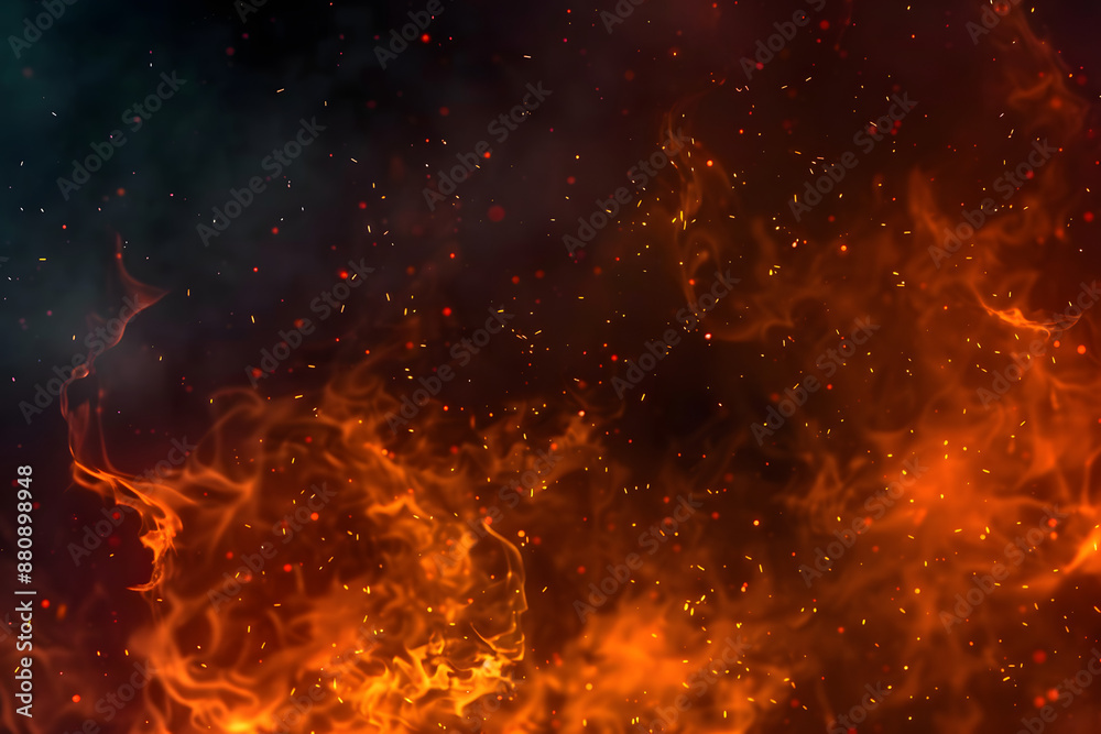 Fire particle ember with hot cloud smoke motion graphic background