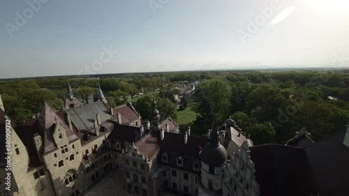 This captivating aerial footage showcases the stunning Ksi Castle, a majestic architectural masterpiece nestled in the heart of Poland. Immerse yourself in the rich history and captivating beauty of photo