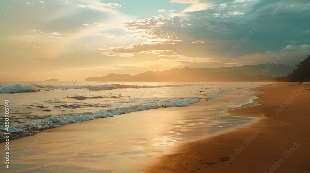 The beach is empty and the sun is setting The beach is empty and the sun is setting