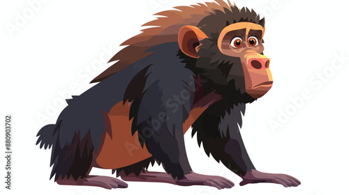 Guinea baboon in cartoon style. Bokeh effect applied.