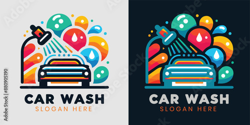spa car wash logo design vector