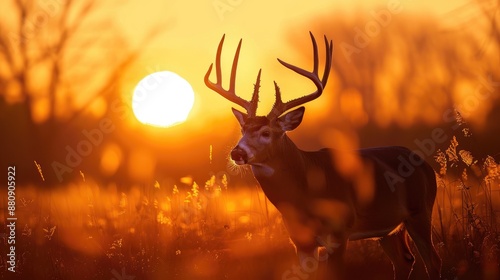 Midwest Deer Hunting Trophy White tailed Buck Silhouette photo