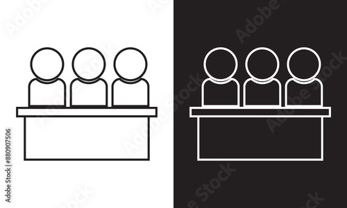 Jury group committee icon. isolated on black and white background. Vector illustration. EPS 10