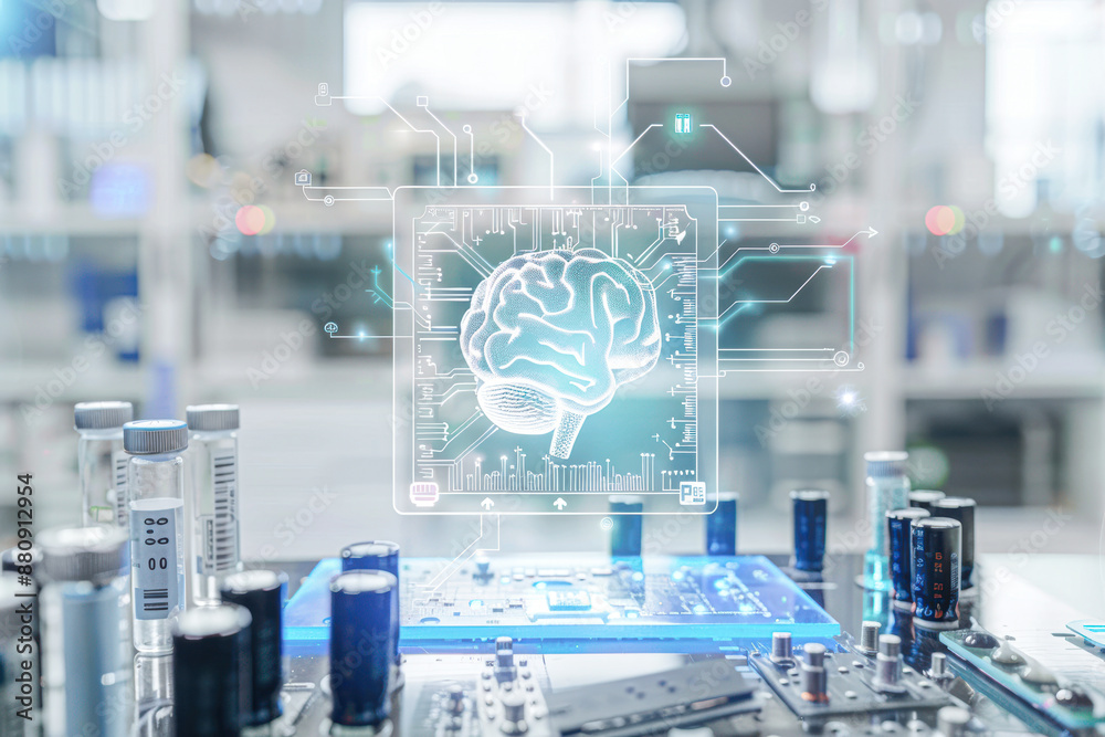 A computer chip with a brain on it
