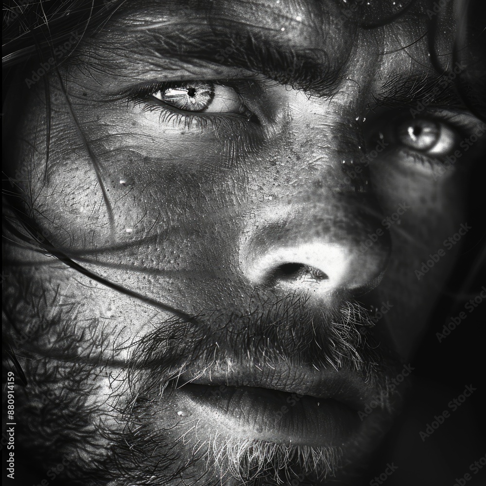Fierce Gaze of Resolve: Embodying Passion and Belief in High Contrast Realism with Motivational Aura Fierce Gaze of Resolve: Embodying Passion and Belief in High Contrast Realism with Motivational Aura