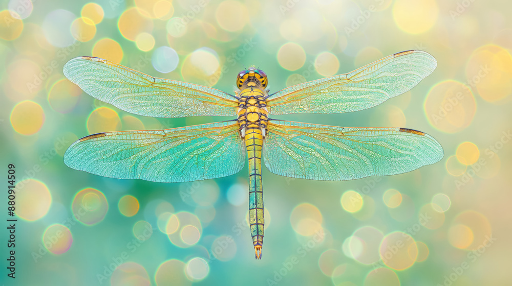 iridescent dragonfly perched delicately on a twig against a soft bokeh background iridescent dragonfly perched delicately on a twig against a soft bokeh background