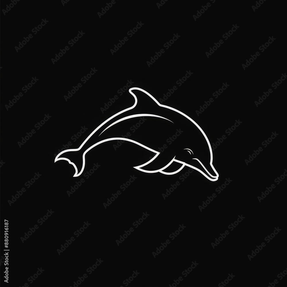 Obraz premium Sleek Dolphin Emblem for Aquatic Adventures, Represents Smart and Playful Character, Perfect for Water Sports and Marine Conservation, Highlights Elegant Contours